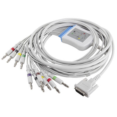 Cable del ECG del cable AT1 CS200 2,400095 2.400071E 2.400071S del ECG de Schiller y plátano 4,0 del IEC del Pin de los Leadwires 15