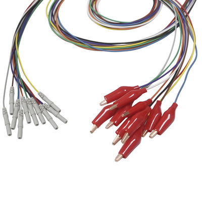 Capturador del estilo del dinar 1.5m m con el electrodo plateado electrodos suaves de los Leadwires del oro EEG EMG del clip de cocodrilo EEG de la cáscara externa