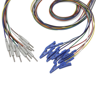 Electrodo plateado electrodos de los Leadwires del oro EEG EMG del clip del cocodrilo del cocodrilo del casquillo del capturador EEG del enchufe del dinar 2,0