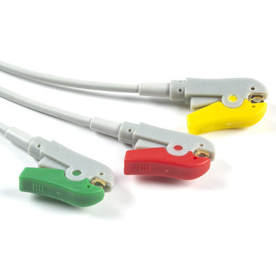 Cable del conector de clip del IEC del cable de AAMI 6Pin ECG y de la ventaja de los Leadwires 3 ECG