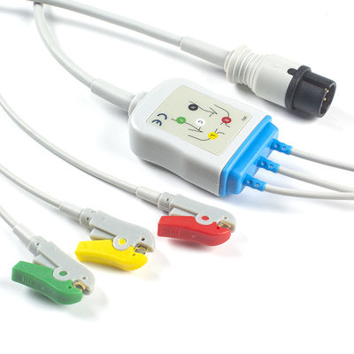 Cable del conector de clip del IEC del cable de AAMI 6Pin ECG y de la ventaja de los Leadwires 3 ECG