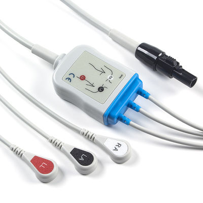 Kontron 125 128 cable de Pin Connector ECG del cable de VSM510 ECG y de la broche 7 de los Leadwires 3Lead AHA