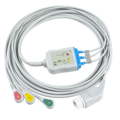 Cable de la broche ECG de la ventaja de los cables y de los Leadwires 8pin 3 del adulto ECG de Philips
