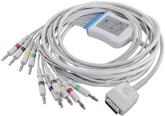 Cable del ECG de la Q-tensión ECG del cable del ECG de Nihon Kohden 45502-NK para 5151A 5403A BSM-6501A y el conector del plátano del IEC 4,0 de los Leadwires