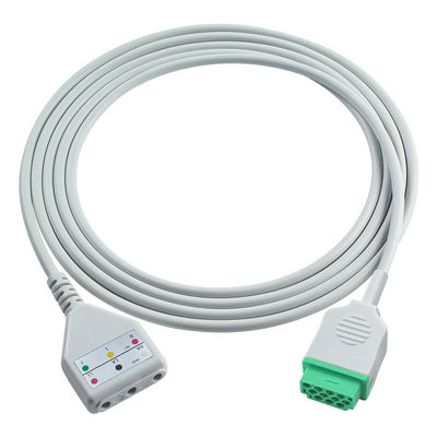 GE ECG Trunk Cable Din estilo de 3 cables de plomo de plomo Cable 1.30M