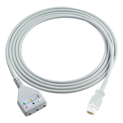 PH 12pin ECG cable de tronco Phil-ips Din estilo 3cable de plomo 1.30M