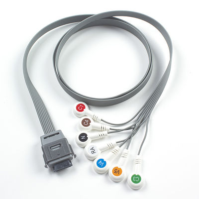 7Cable Holter de ECG de plomo Material TPU IEC Snap Compatible para el instrumento biomédico de Edan
