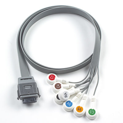 7Cable Holter de ECG de plomo Material TPU IEC Snap Compatible para el instrumento biomédico de Edan