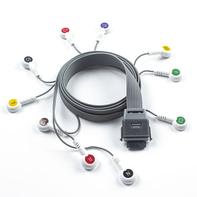 Cable Holter de ECG de plomo gris 10 Compatible con el instrumento biomédico de Edan IEC Snap