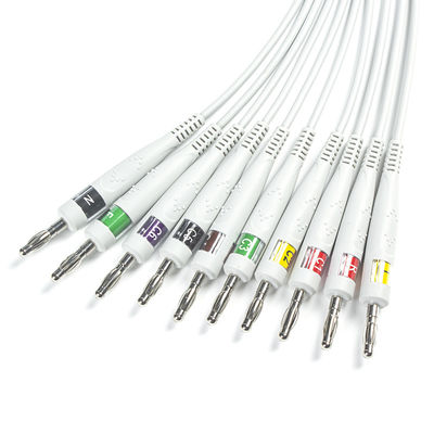 Cable de diagnóstico de ECG GE compatible 10Banana IEC de plomo para GE AM4, AM5, CASE 12, CASE 15, CASE 16, CENTRAL MAC12