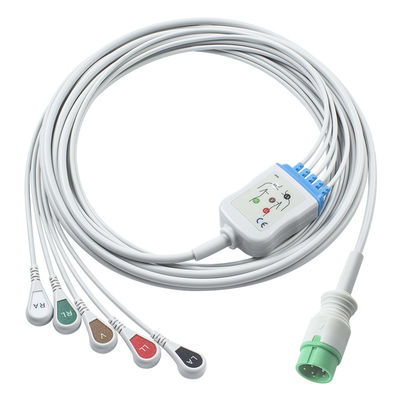 Cable de ECG de 5LED compatible con IVY AHA Snap de 1m y 3,0 de diámetro