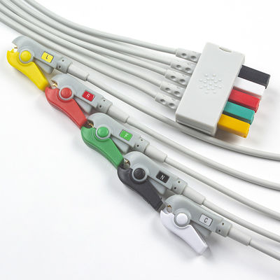 Cable de paciente S-iemens ECG 5 Plomo S-iemens IEC Grabber ECG Plomo para adultos o niños en gris