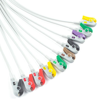 Cable de ECG de 10 plomo IEC Grabber duradero sin conector para dispositivos médicos