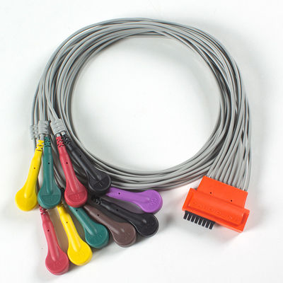 Cable de ECG 10Lead IEC Snap con TPU gris y naranja
