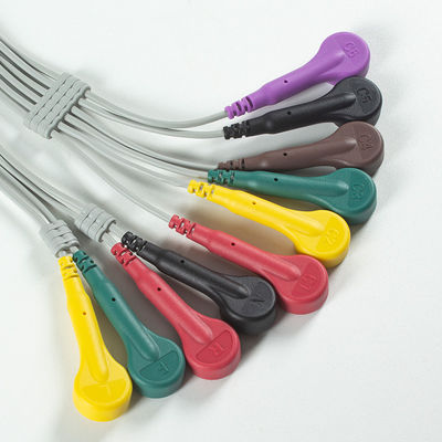 Cable de ECG 10Lead IEC Snap con TPU gris y naranja
