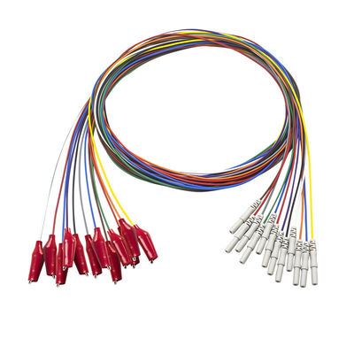 Capturador del estilo del dinar 1.5m m con el electrodo plateado electrodos suaves de los Leadwires del oro EEG EMG del clip de cocodrilo EEG de la cáscara externa