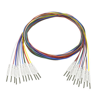 Enchufe del dinar 2,0 hasta el electrodo plateado electrodos del electroencefalógrafo de los Leadwires del níquel EEG del Pin EEG de 2.0m m