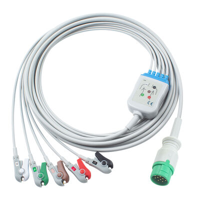 Emtel Fx2000 ECG Cables and Leadwires 12pin Connector ECG Cable 3 5 Lead IEC AHA Snap Grabber Clip