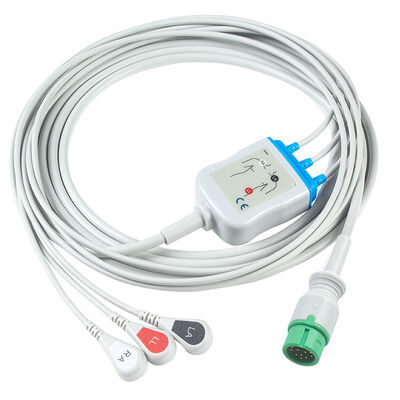 Cables de ECG y cables de plomo de 12 pines Conector de cable de ECG 3 5 Plomo IEC AHA clip grabador de snap