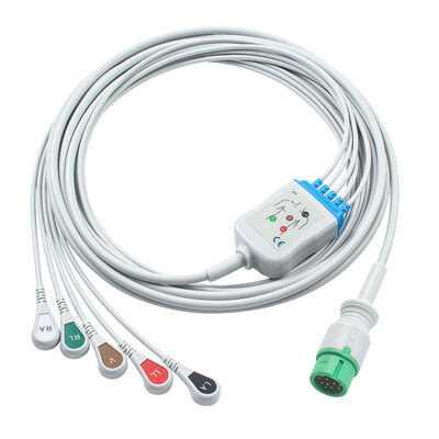 Cables de ECG y cables de plomo de 12 pines Conector de cable de ECG 3 5 Plomo IEC AHA clip grabador de snap