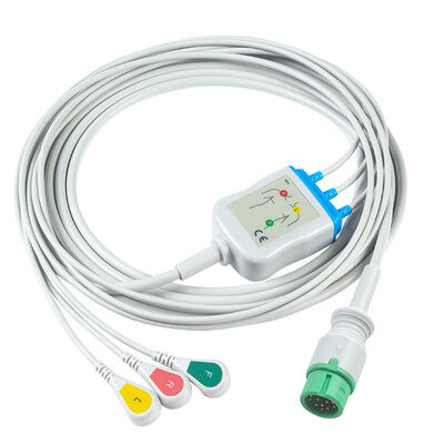 Cables de ECG y cables de plomo de 12 pines Conector de cable de ECG 3 5 Plomo IEC AHA clip grabador de snap