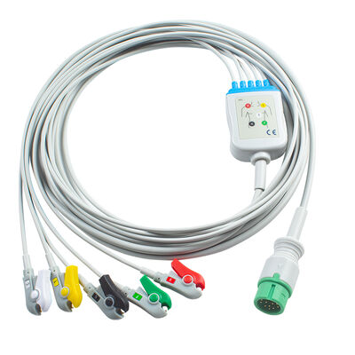 Cables de ECG y cables de plomo de 12 pines Conector de cable de ECG 3 5 Plomo IEC AHA clip grabador de snap