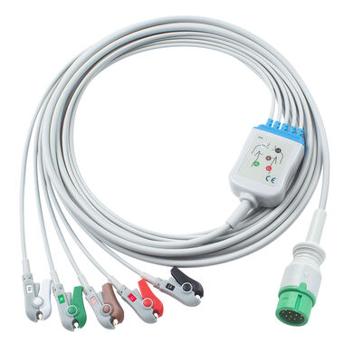 Cables de ECG y cables de plomo de 12 pines Conector de cable de ECG 3 5 Plomo IEC AHA clip grabador de snap