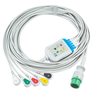 Cables de ECG y cables de plomo de 12 pines Conector de cable de ECG 3 5 Plomo IEC AHA clip grabador de snap