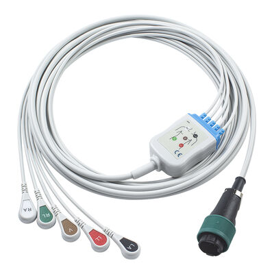 Cable y cables conductores de ECG de una pieza Saadat 6pin 8pin