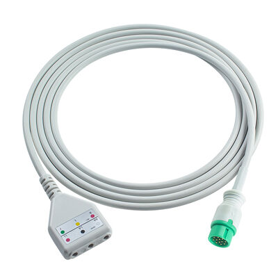 Cable Adaptador ECG Biolight de 12 pines y 3/5 derivaciones O-ximax Tech AnyView A2 A6 A4 A8 Q7 Q5 Cable de extensión ECG estilo Din