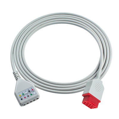 Cable Adaptador ECG Biolight de 12 pines y 3/5 derivaciones O-ximax Tech AnyView A2 A6 A4 A8 Q7 Q5 Cable de extensión ECG estilo Din