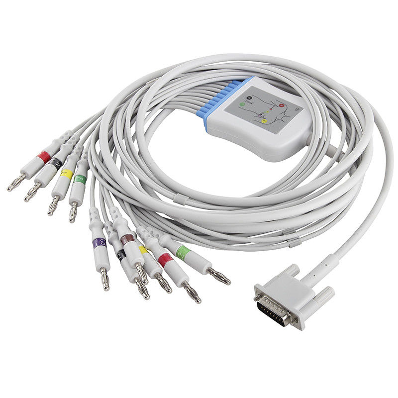 Cable del ECG del cable M2461A M3702C 989803175901 del ECG de Philips HP y plátano 4,0 del IEC del Pin de los Leadwires 15