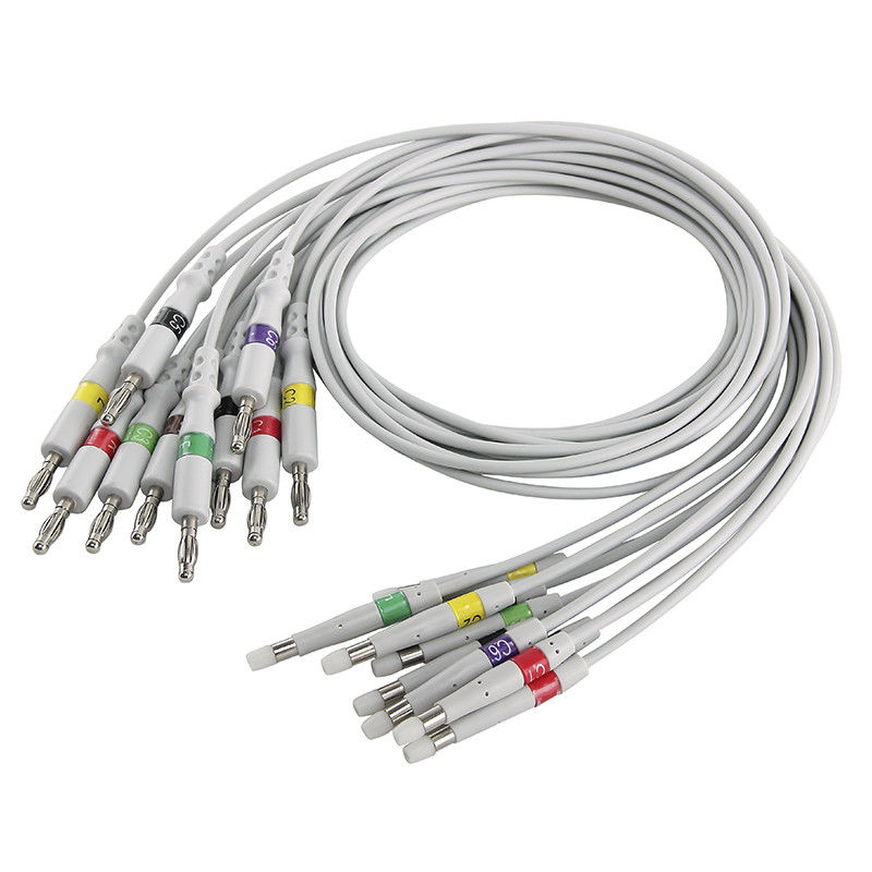 10 la ventaja del ECG del cable de Welch Allyn Cp 200 ECG de la ventaja ata con alambre los Leadwires del ECG del plátano del IEC 4,0