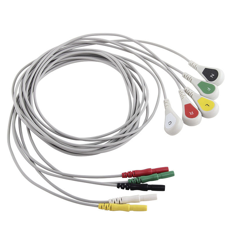 La broche médica Ecg de 5 ventajas telegrafía el cable y el Leadwire del dinar 1,5 AAMI 6pin Holter ECG para el registrador de Holer
