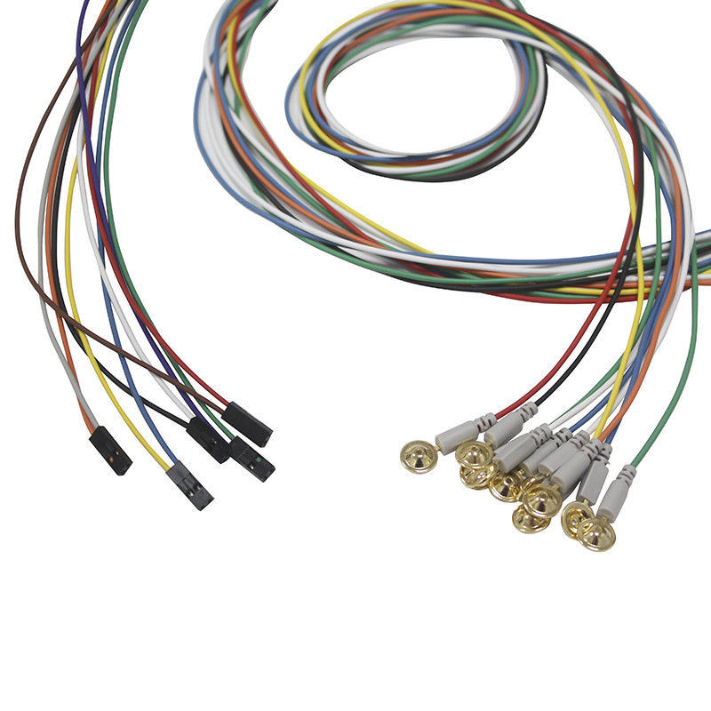 Du Pont 2 electrodos plateados oro de la electroencefalografía de los Leadwires de los electrodos de Pin Plug Cup Type EEG