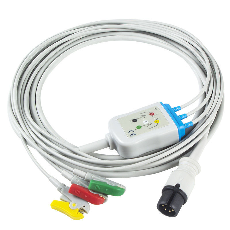 Cable del conector de clip del IEC del cable de AAMI 6Pin ECG y de la ventaja de los Leadwires 3 ECG