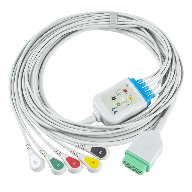 Cable del conector ECG de la broche 11pin del IEC de la ventaja de los cables y de los Leadwires 5 de GE Marquette CBM-05NA-10AS-0001 ECG