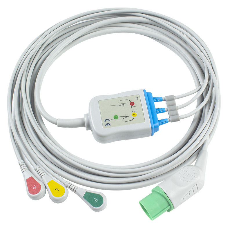 Mindray Datascope 040-000966-00 cables de EA6232A ECG y conectores ECG de los Leadwires 12pin telegrafía la broche del IEC de 3 ventajas