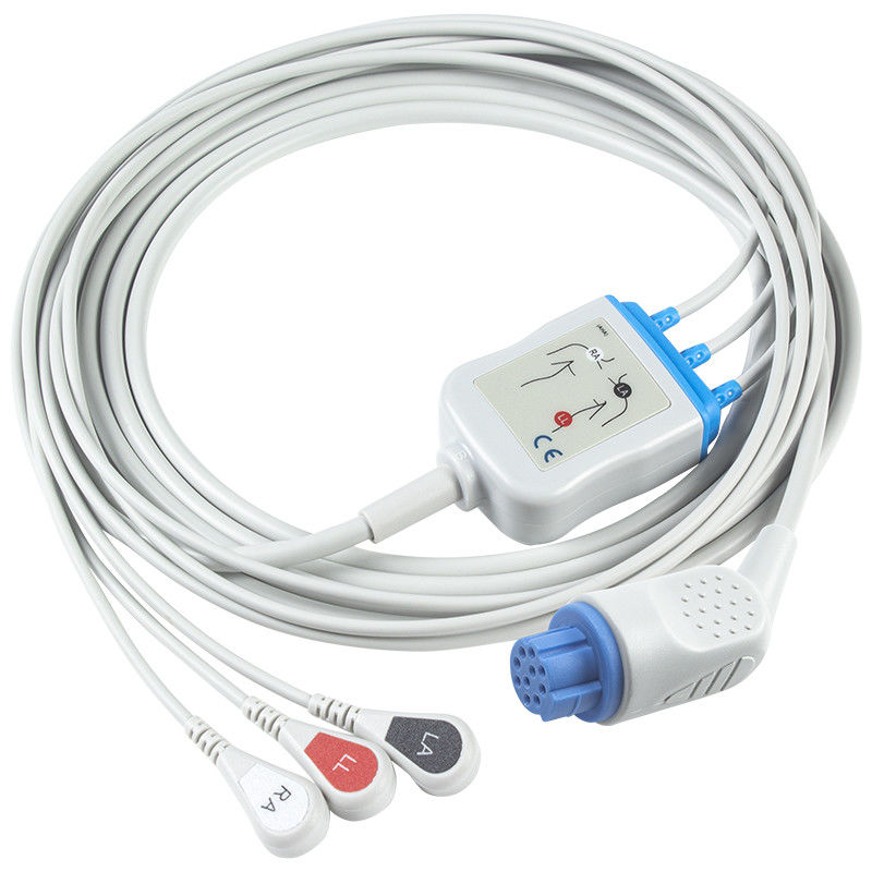 Para Datex Ohmeda Cable ECG de conexión directa compatible y cables de conducción 3Lead AHA Snap