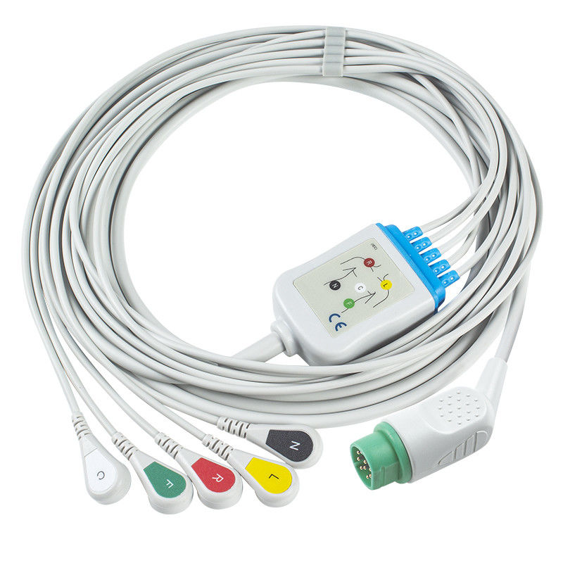 Compatible con Siemens Drager 5 Lead Iec Snap Ecg Cable de plomo / conjunto de cables de plomo de Ecg