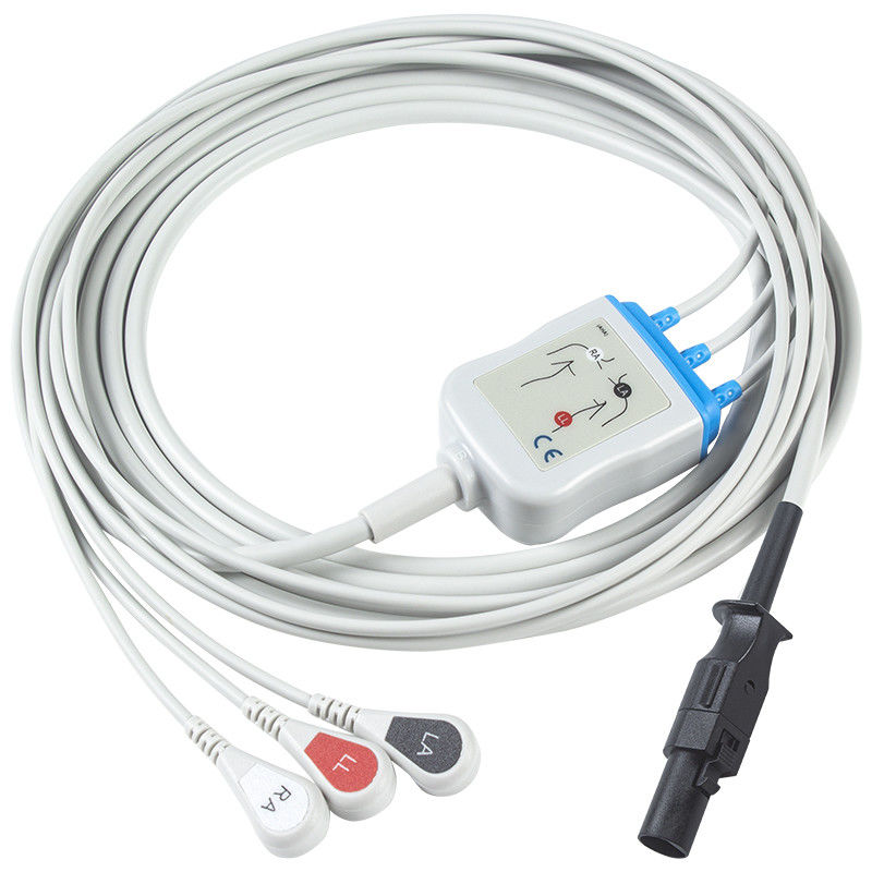 Para Welch Allyn Cable compatible con ECG 008-0880-00 3 Plomo Aha Snap