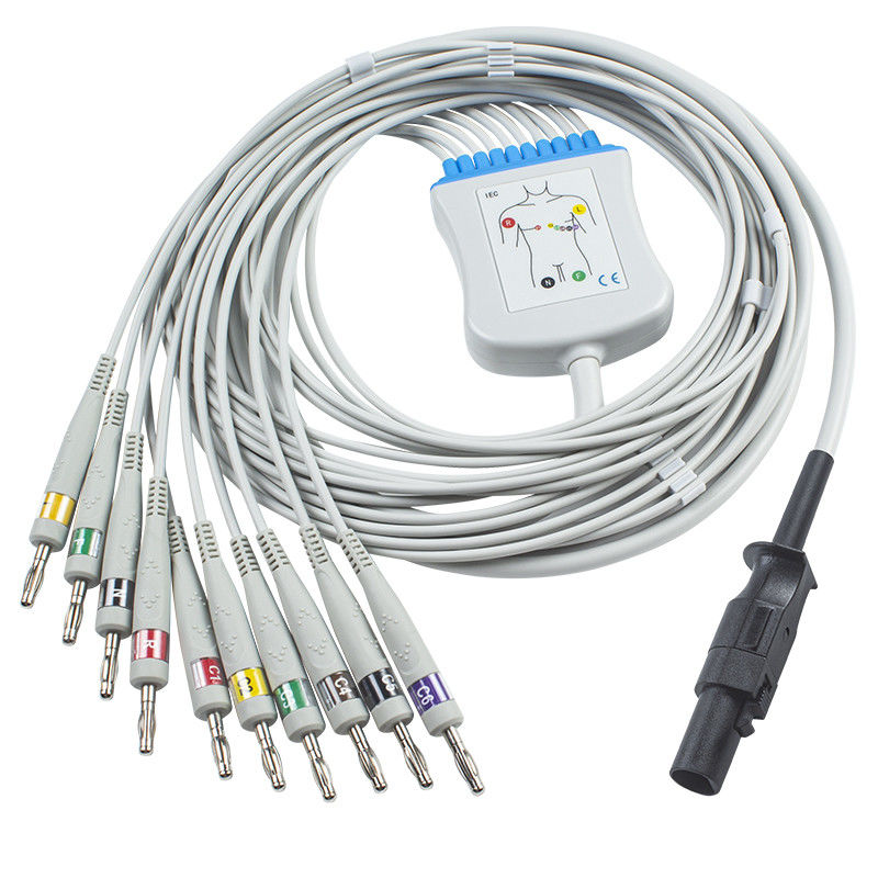 Cable del ECG de la Q-tensión 60-00181-01 de Mortara 60-00180-01 y plátano 4,0 del IEC del Pin de los Leadwires 12