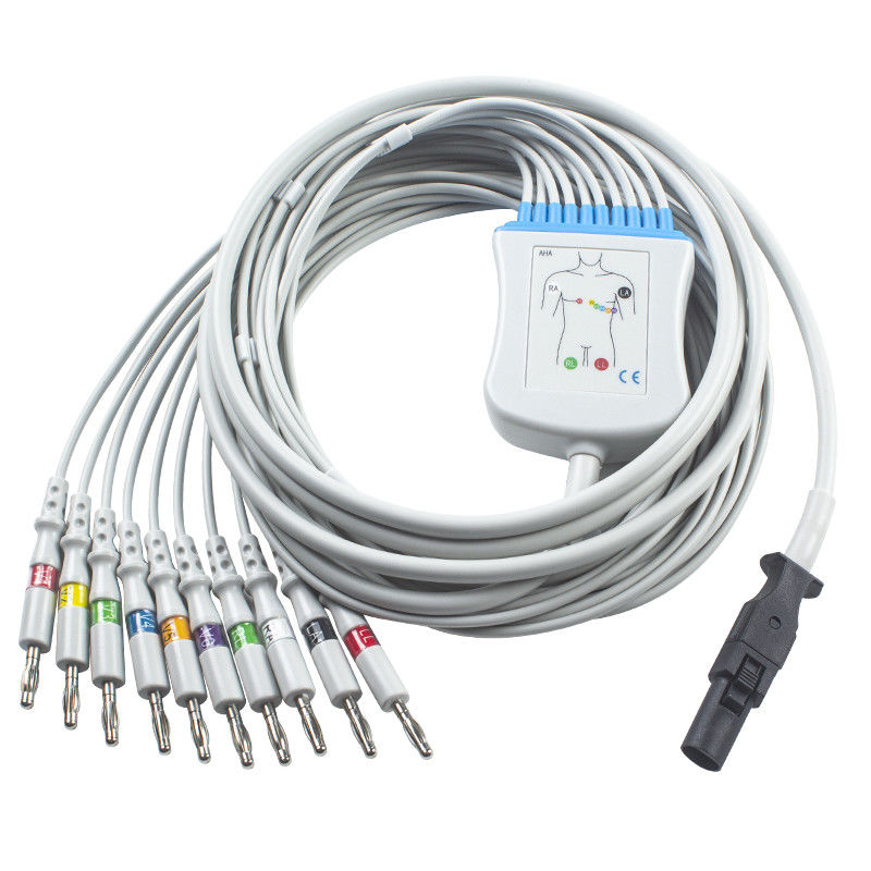 Cable del ECG de la Q-tensión 60-00181-01 de Mortara 60-00180-01 y plátano 4,0 del IEC del Pin de los Leadwires 12