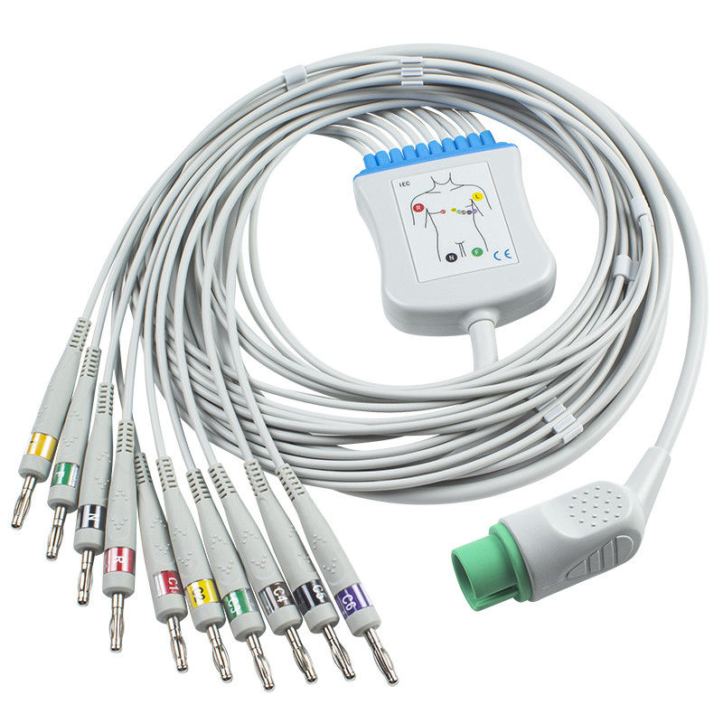 Cable del ECG de Spacelabs para Spacelabs 90367, 90369, 90496, 91496, plátano 4,0 del IEC del Pin Ultraview15