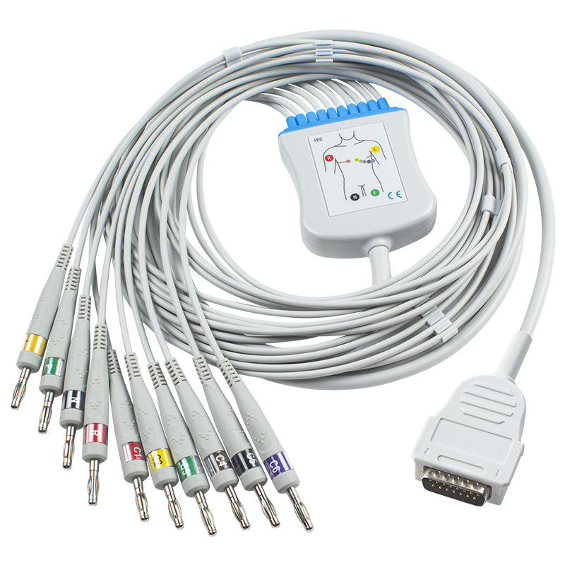 Mortara Burdick directo conecta el cable 10Lead del ECG 7704 del plátano 4,0 de primero ministro IEC de los atrios 3100 del eclipse 400 del cable 012-0844-01 del ECG