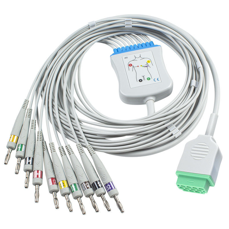 Cable del ECG de la ventaja de GE Healtcare Marquette 10 para el plátano SOLAR 4,0 del IEC del módulo de Eagle Mac Lab PDM de la rociada del Catedral-laboratorio