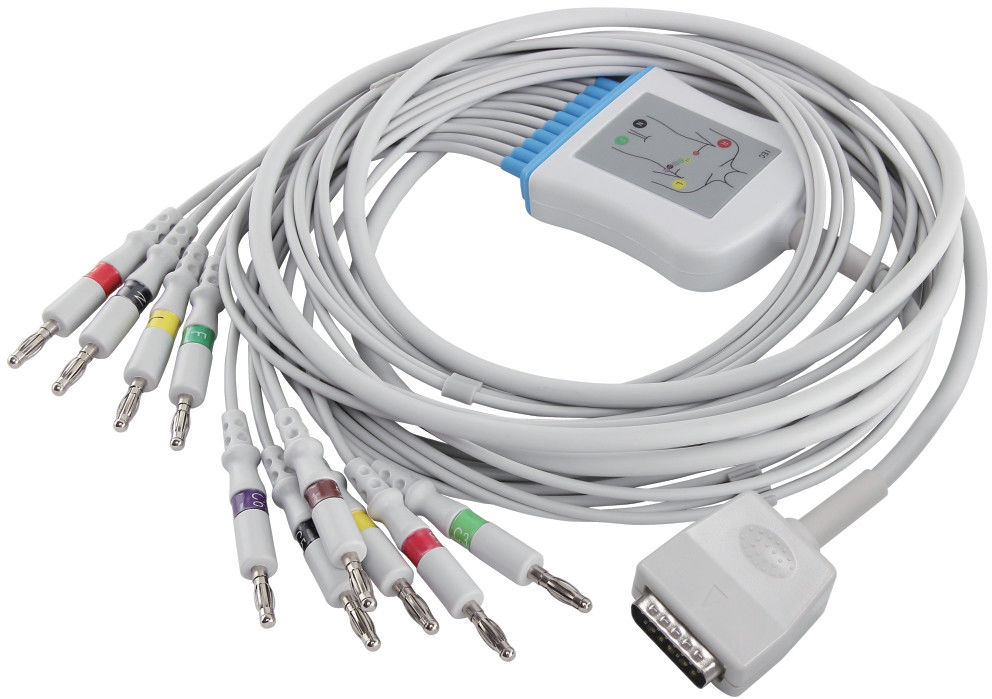 Cable del ECG de la Q-tensión ECG del cable del ECG de Nihon Kohden 45502-NK para 5151A 5403A BSM-6501A y el conector del plátano del IEC 4,0 de los Leadwires