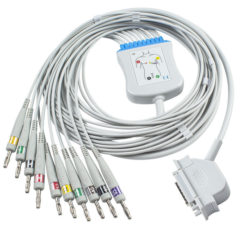 Cable de GE Hellige ECG para el conector del plátano 4,0 del IEC del ECG del monitor EK36 EK403 EK4 EK413 EK43 EK512 EK53 de Cardiosys