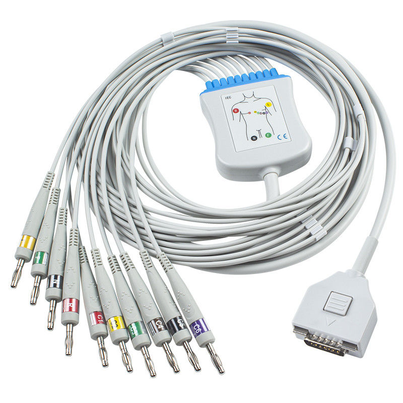 Fukuda YO monitor paciente del ECG del cable KP-500 KP-500D Cardisuny del ECG telegrafía 10 el conector del plátano 4,0 del IEC de los alambres de ventajas