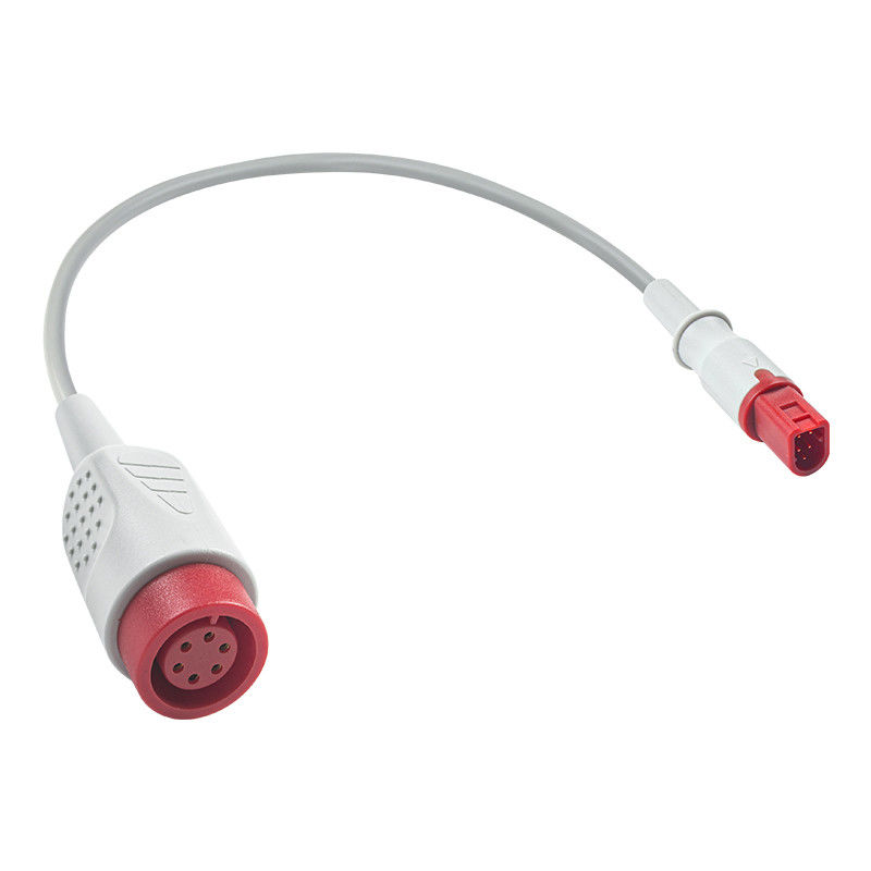 Mindray 5pin a 6pin Transductor IBP Adaptador de cable TPU IBP Cable de extensión 0.3Meter